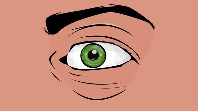 Comic Books Man Eyes Looking With Surprise/ 4k awesome animation of cartoon comic eyes watching and staring at you with surprise and fright