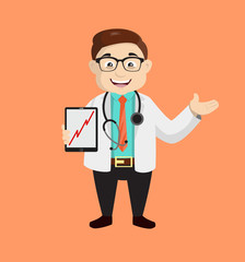 Dermatologist Doctor - Presenting Profit Growing Graph on Tablet
