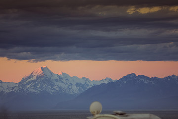 Blick auf die Berge in Neuseeland mit Fernsicht