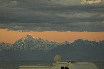 Fototapeta na wymiar Blick auf die Berge in Neuseeland mit Fernsicht