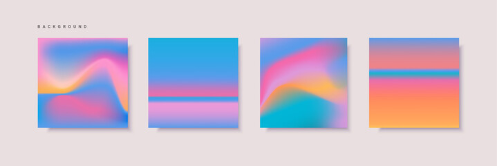 Fototapeta premium Geometric backgrounds vector set. 80s and 90s fashion design. Futuristic template with shiny effect