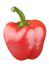 Fresh red peppers on white background.