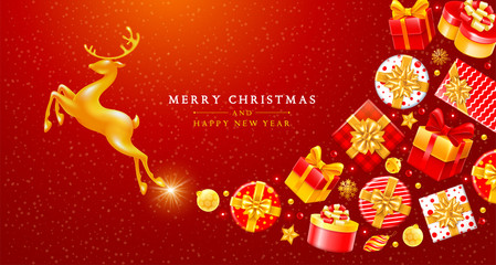 Festive Christmas And New Year Greeting Card