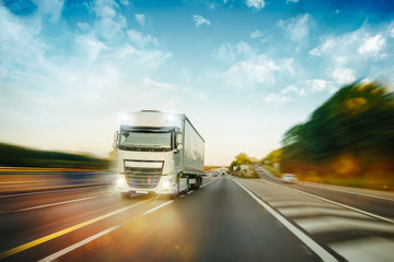 Truck in motion on motorway