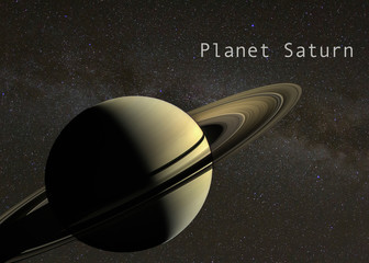Planet Saturn on Milky Way Background