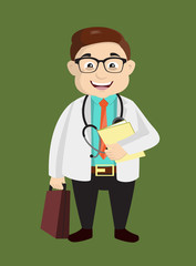 Fototapeta premium Dermatologist Doctor - Standing with File and Briefcase
