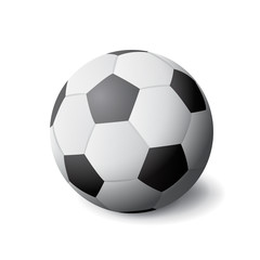 Obraz premium White and black soccer ball icon isolated, sports equipment, hobby and activity, vector illustration.