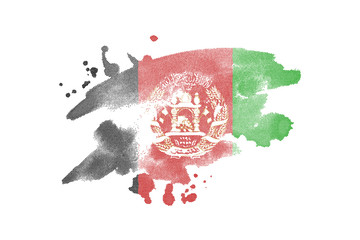 National flag of Afghanistan. Stylized Afghan flag with watercolor halftone effect on plain background