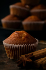 muffins on a wooden table