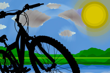 Naklejka premium Bike ride, rest in nature