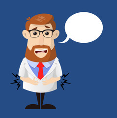Doctor - Feeling Pain in Stomach with Speech Bubble