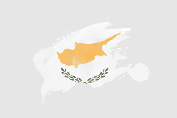 National flag of Cyprus. Stylized flag with watercolor halftone effect on plain background