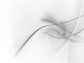 Abstract white background. Fractal graphics series. Composition of glowing lines and mosaic halftone effects. 3d illustration.