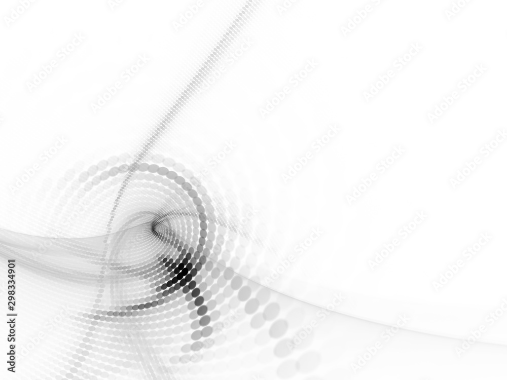 Fototapete Abstract white background. Fractal graphics series. Composition of glowing lines and mosaic halftone effects. 3d illustration.
