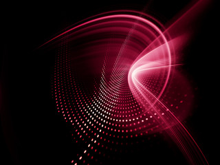 Abstract red and black background. Fractal graphics series. Composition of glowing lines and mosaic halftone effects. 3d illustration.