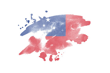 National flag of Samoa. Stylized Samoan flag with watercolor halftone effect on plain background