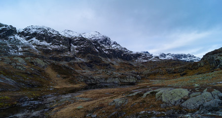 Beautiful panorama of snow on mountain tops