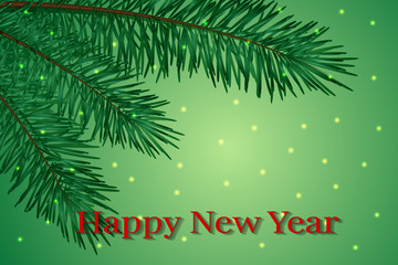New Year card with fir branch and place for congratulations