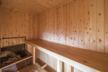 wooden sauna interior, country bath,vaporarium