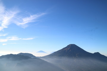 Amazing mountains in the fog