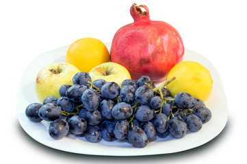 pomegranate, grape with apple and lemon