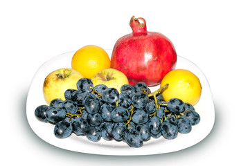 pomegranate, grape with apple and lemon