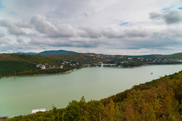 Fototapeta premium Lake Abrau and its attractions in the vicinity of Novorossiysk.
