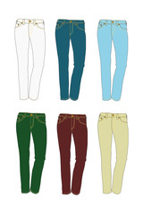 jeans different colors set realistic vector illustration isolated