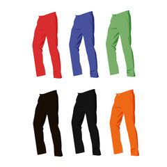 pants different colors set realistic vector illustration isolated