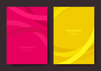 Set of two vertical abstract templates with graphic elements and text. 