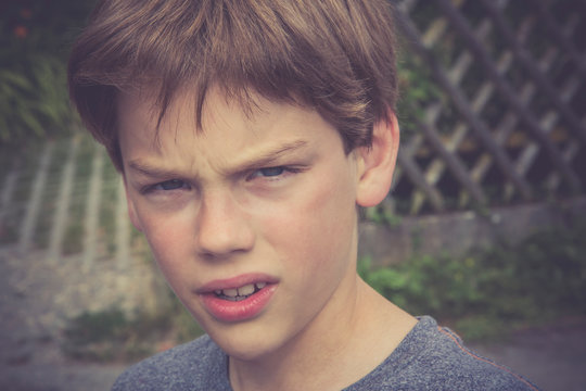 Portrait of angry boy