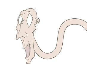Funny face with long neck