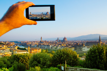 Italy, Florence, cell phone shot of the city