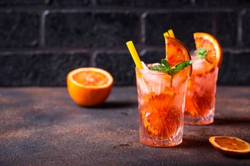 Foto op Plexiglas Negroni cocktail with orange and ice © Yulia Furman