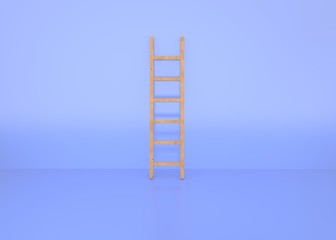 The staircase in the blue room stands on the floor and leans against the wall