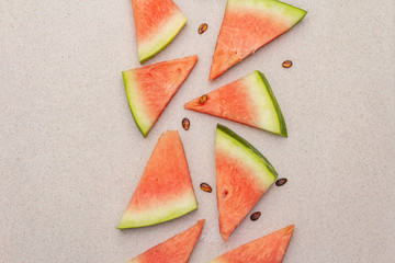 Fresh juicy slices of watermelon. Sweet summer dessert healthy eating concept