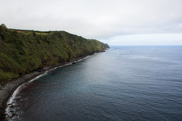 Beautiful landscape sceneries in Azores Portugal. Tropical nature in Sao Miguel Island, Azores. 
