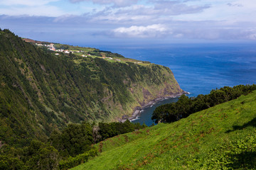 Obraz premium Beautiful landscape sceneries in Azores Portugal. Tropical nature in Sao Miguel Island, Azores. 