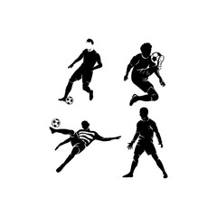football players silhouette logo set