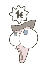 funny ugly face draw and one euro symbol