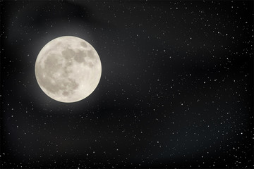 Fototapeta na wymiar full moon in night sky