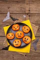 Funny Halloween Sushi Pumpkins Jack o Lantern, Sushi Monsters. Temari sushi, sushi balls. Healthy...