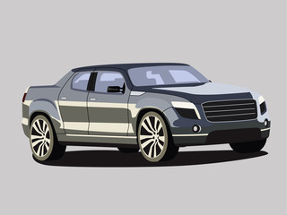 Fototapeta na wymiar Pickup vector grey realistic vector illustration isolated