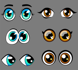 Vector set of funny cartoon eyes.