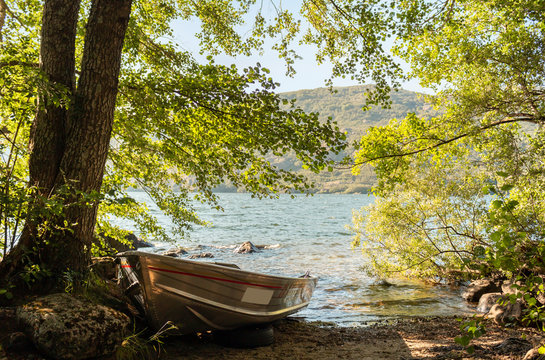Views of the beautiful and popular lake of Sanabria during the summer