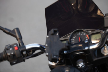 Fototapeta premium Stylish black sports bike on the street.