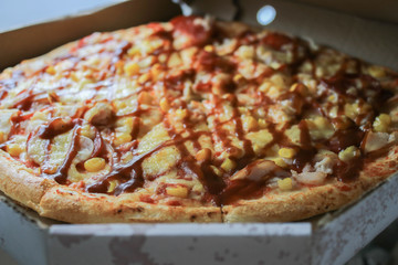 Pizza - American, in a paper box