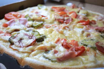 Photo of pizza with vegetables close up