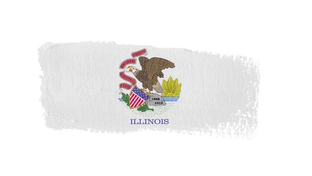 Illinois flag painted with a brush stroke
