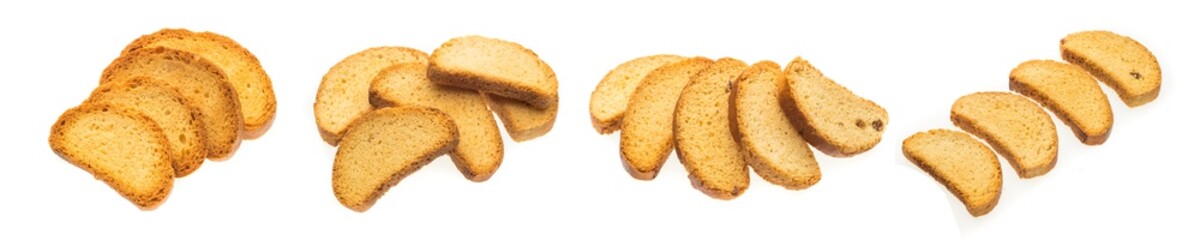 Fototapeta na wymiar Sweet cantuccini biscuits. Italian biscotti isolated on white background. Top view.